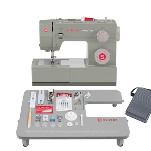 SINGER Heavy Duty 4452 High Speed Sewing Machine With Accessory Kit | Strong Motor with Enhanced Piercing Power, 110 Stitch Applications, Full Metal frame, 1-step Buttonhole & LED Lights