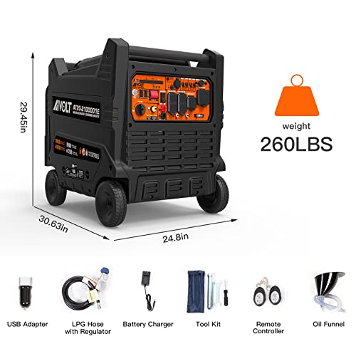 AIVOLT 8000 Watts Dual Fuel Portable Inverter Generator Super Quiet Gas Propane Powered Electric Start Outdoor Generator for Home Back Up Travel RV Camping, 50 State Approved