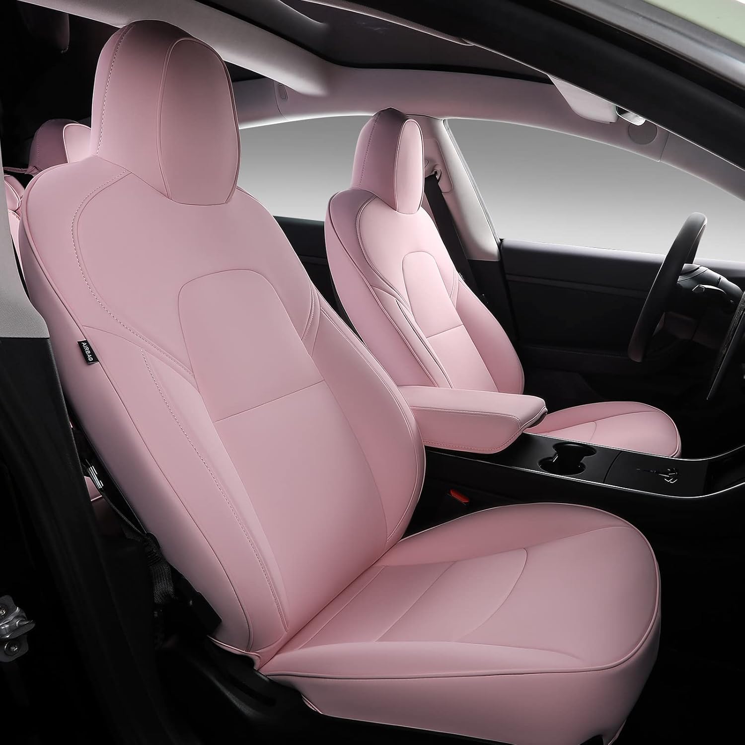 Xipoo Fit Tesla Model 3 Car Seat Cover PU Leather Cover All Season Protection for Tesla Model 3 2017 2018 2019 2020 2021 2022(Black-PU, Model 3(11 Pcs))