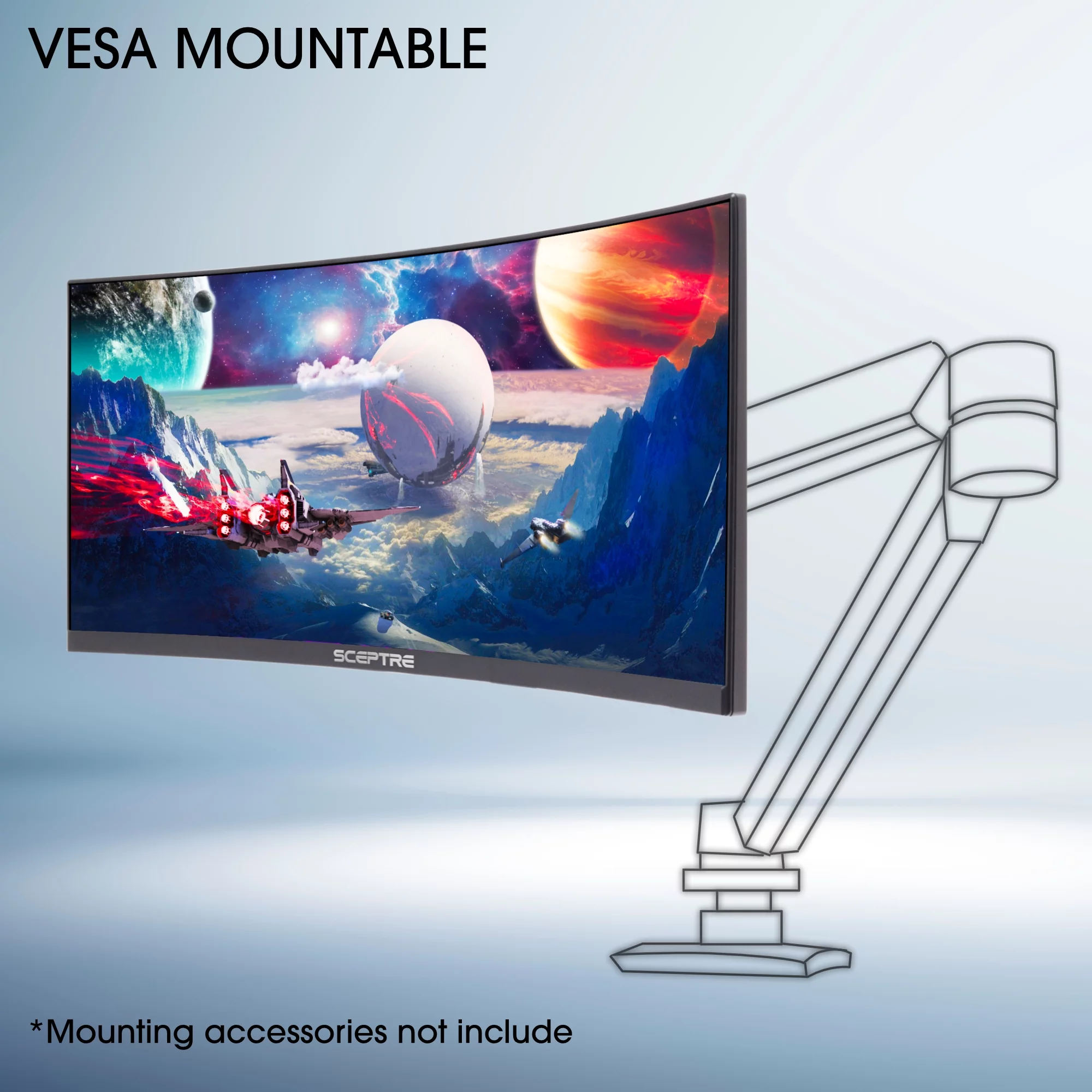 Sceptre C305B-200UN - LED monitor - curved - 30" - 2560 x 1080 UWFHD @ 200 Hz - VA - 270 cd/m - 3000:1 - 5 ms - 3xHDMI, DisplayPort - speakers - black