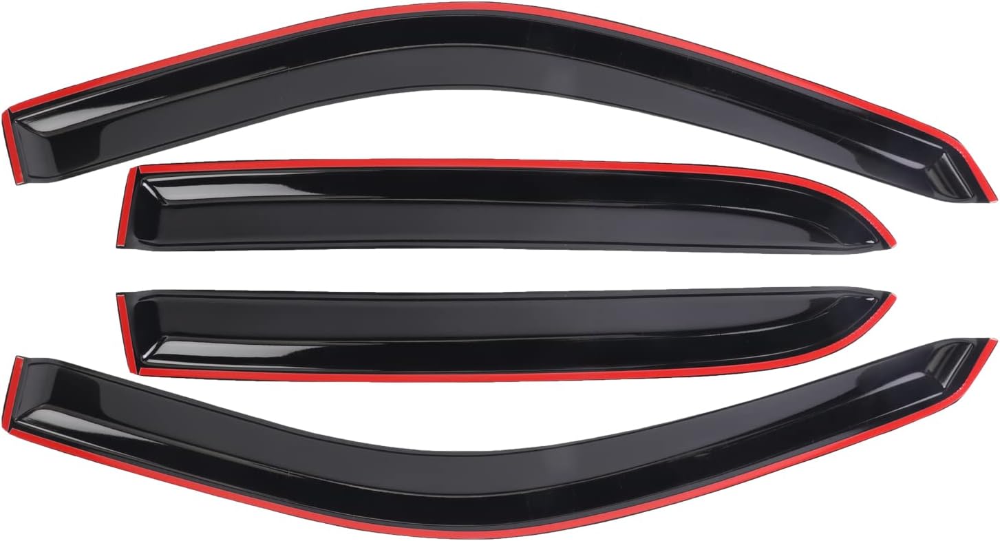 AUTOTOP 4PCS Tape On Dark Smoke Window Deflectors Sun Rain Vent Guard for 2009-2018 Ram 1500 Crew Cab / Mega Cab