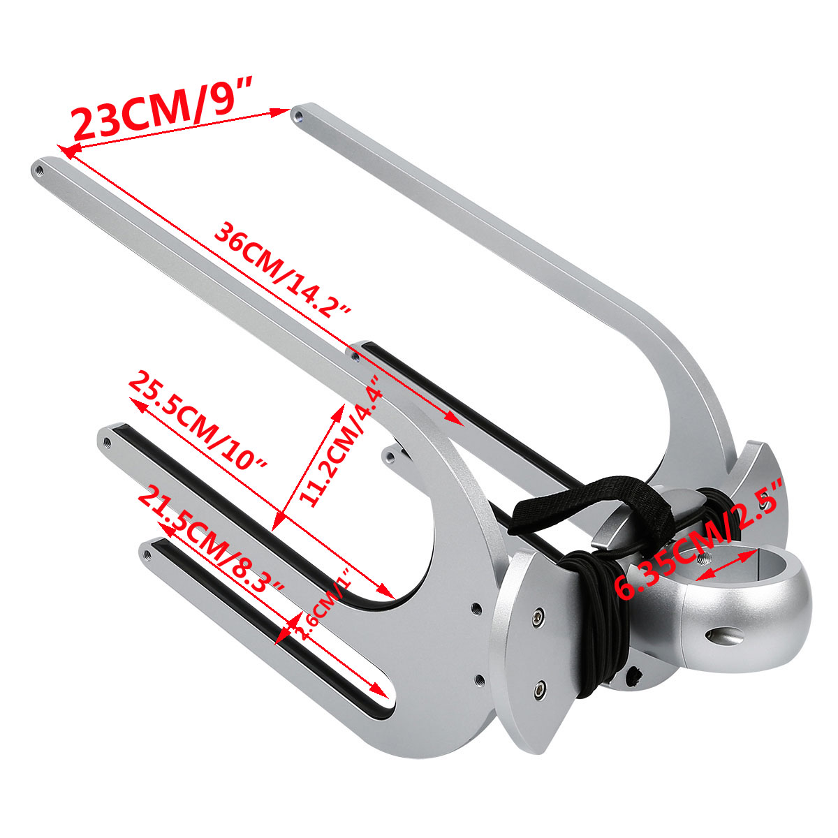 TCMT 2 Racks CNC Wakeboard Tower Rack CFR-KWA-2 Bat Back Boat Surfboard / Kneeboard Holder Silver