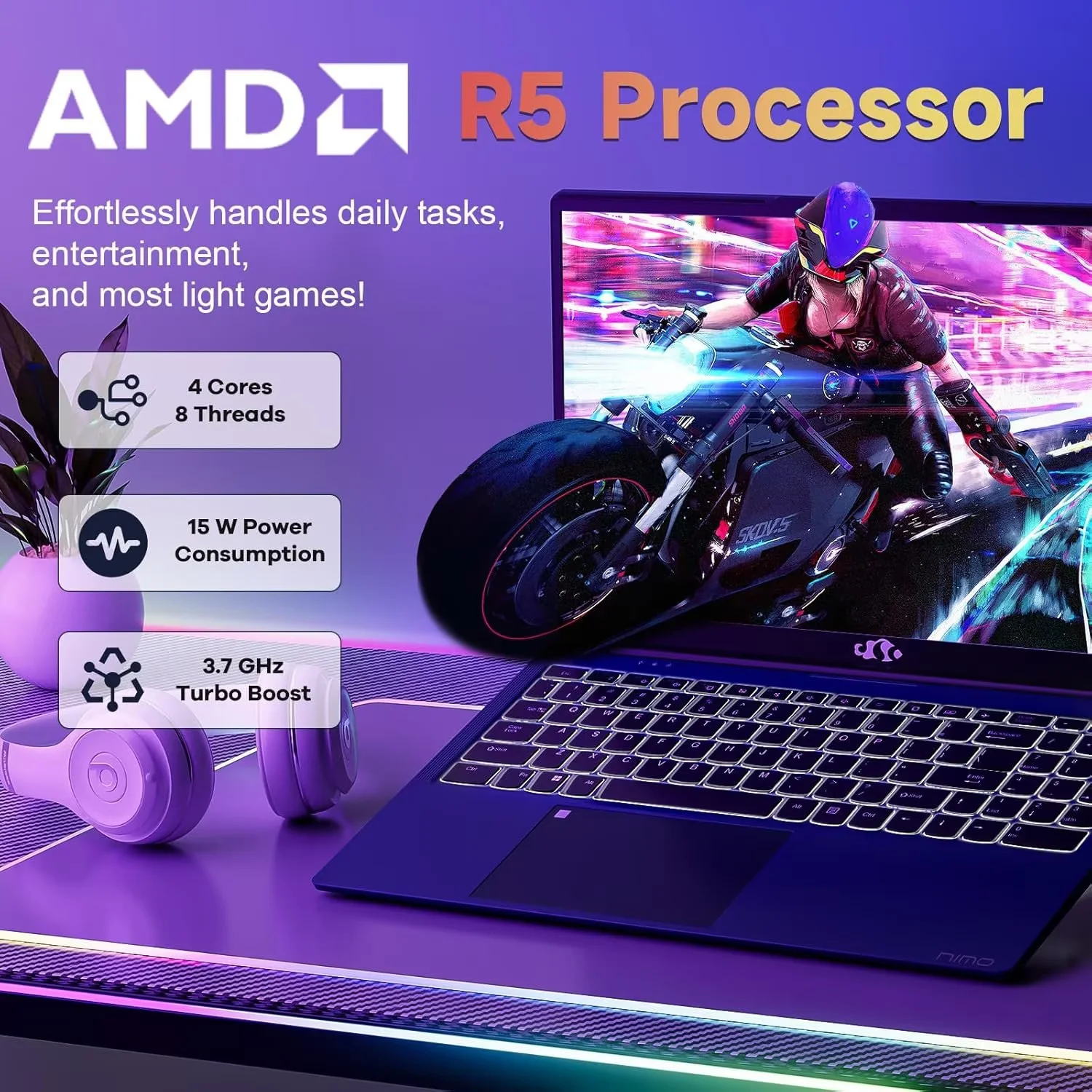 15.6" FHD Business Laptop 32GB RAM 1TB SSD AMD Ryzen 5 3500U Processor 65W Fast Charging Fingerprint Backlit Keyboard Win 11 Stylish Practical Laptop for Work Study Life (Blue)