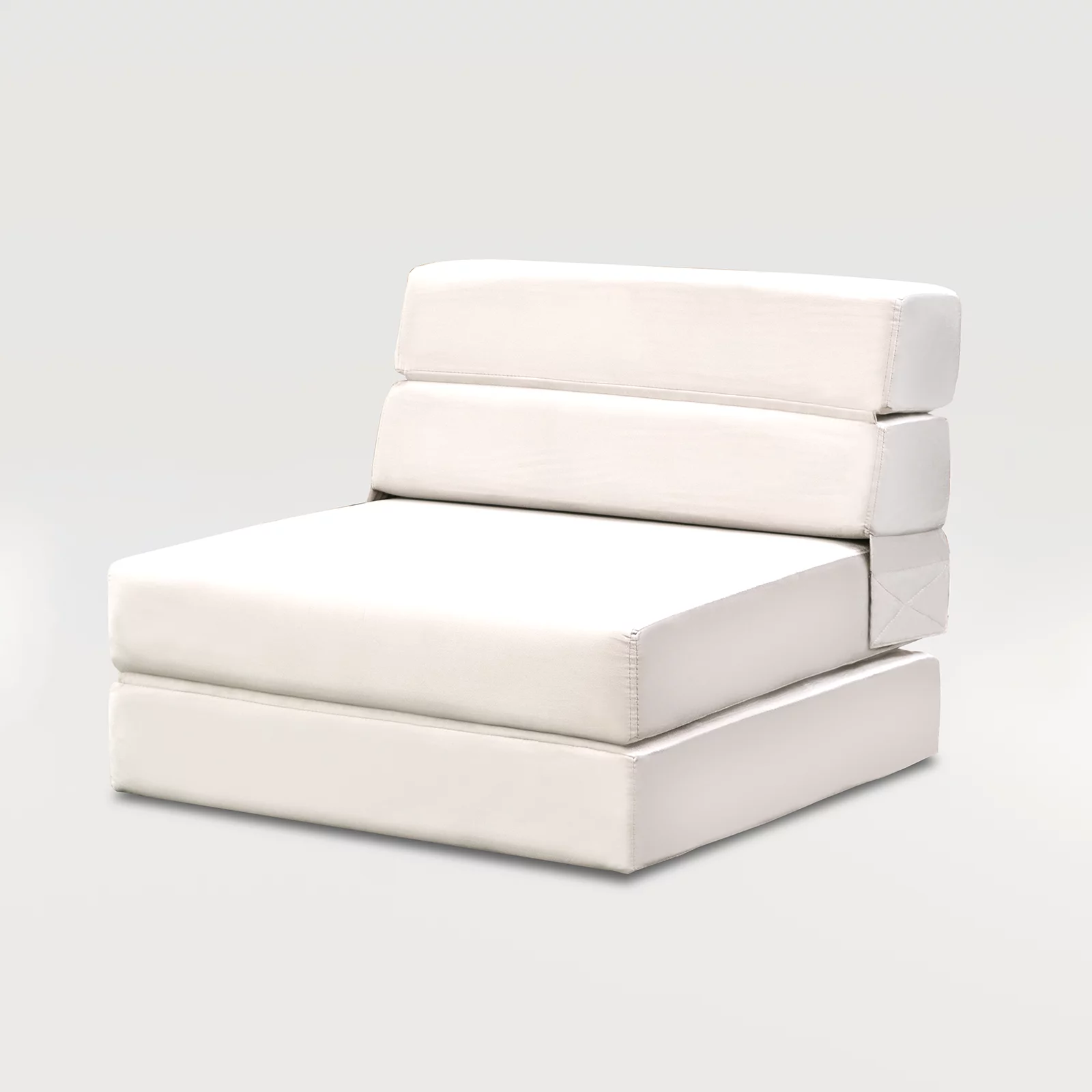 MUZZ Modern Convertible Single Sofa Bed, Folding Futon Flipped Lounger Sleeper with High Density Foam and Short Plush Fabric for Living Room/Small Space(Beige)