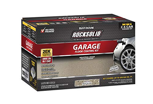 Rust-Oleum 293513 RockSolid Polycuramine Garage Floor Coating, 2.5 Car Kit, High Gloss Gray