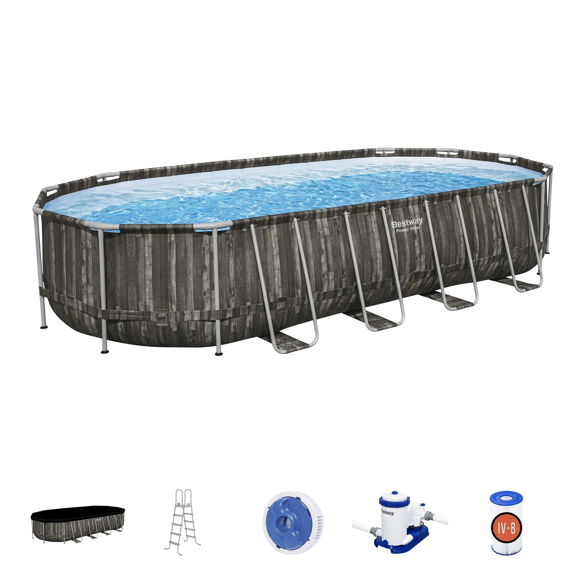Bestway Power Steel 24' x 12' x 52�� Oval Above Ground Swimming Pool Set