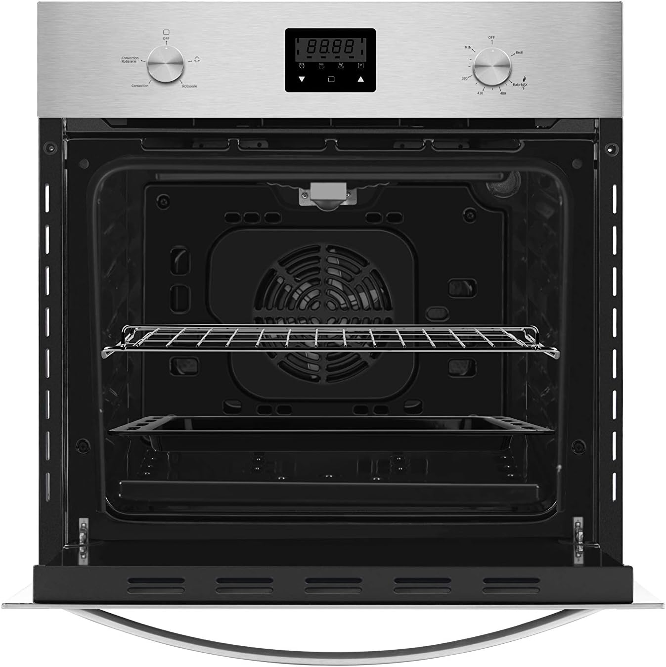 Empava 24 Inch Single Gas Wall Oven Bake Broil Rotisserie Functions with Mechanical Controls-Digital Timer-Convection Fan in Stainless Steel