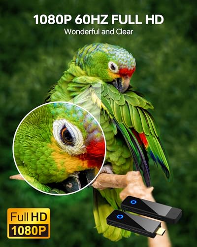 Wireless HDMI Transmitter and Receiver, 1080P 60HZ(Not for 1080i), 98FT, Dual-Band Wi-Fi, 1 TX to 4 RXS, 0.1s Latency, Streaming PC/PS4/Camera/Laptop to TV/Projector/Monitor
