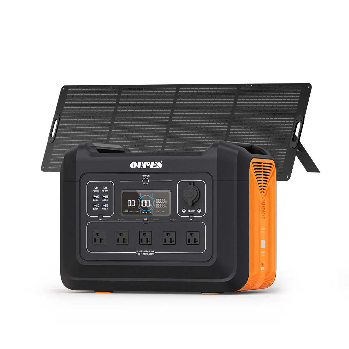 OUPES 2400W Solar Generator with 4*240W Panels Included, 2232Wh Portable Power Station with 5x 2400W AC Outlets for Outdoors Camping RV High-Power Appliances Emergency