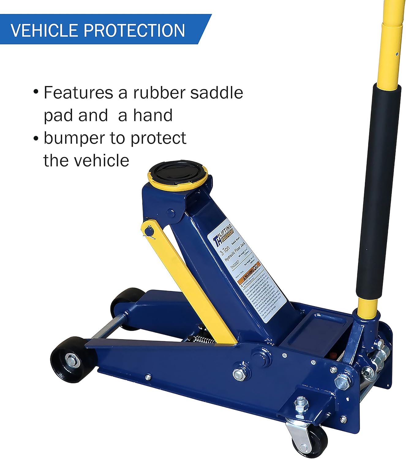 Aain® 3 Ton Heavy-Duty Floor Jack, Steel Hydraulic Jack with Double Pumps for Quick Lifting, Rotating Rear Casters, Blue