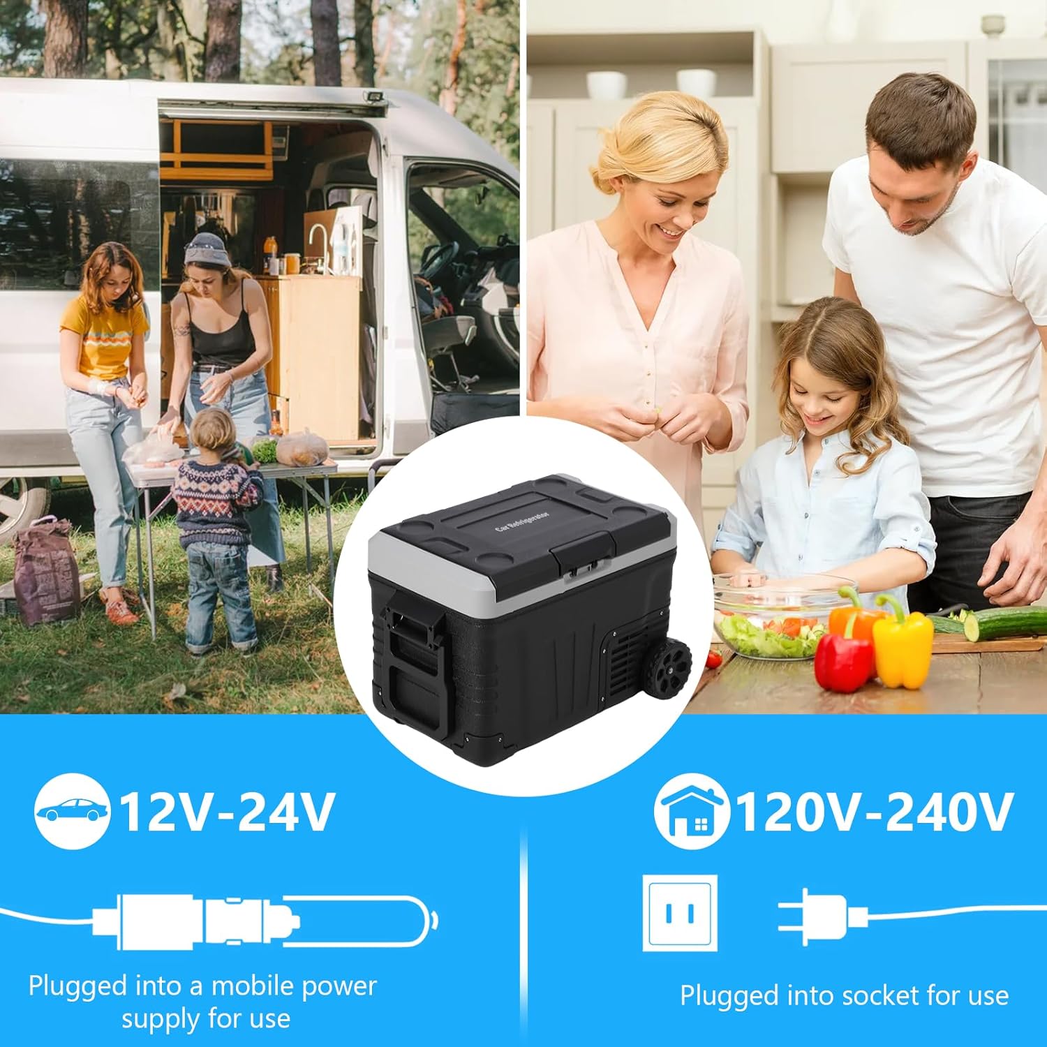 Towallmark Portable Refrigerator, Portable Freezer, 37 Quart(35L) Electric Cooler, -4℉-68℉Car Refrigerator, 12/24V DC Cable & 110/240V AC, Car Fridge for Camping, Truck, RV, Travel, Fishing