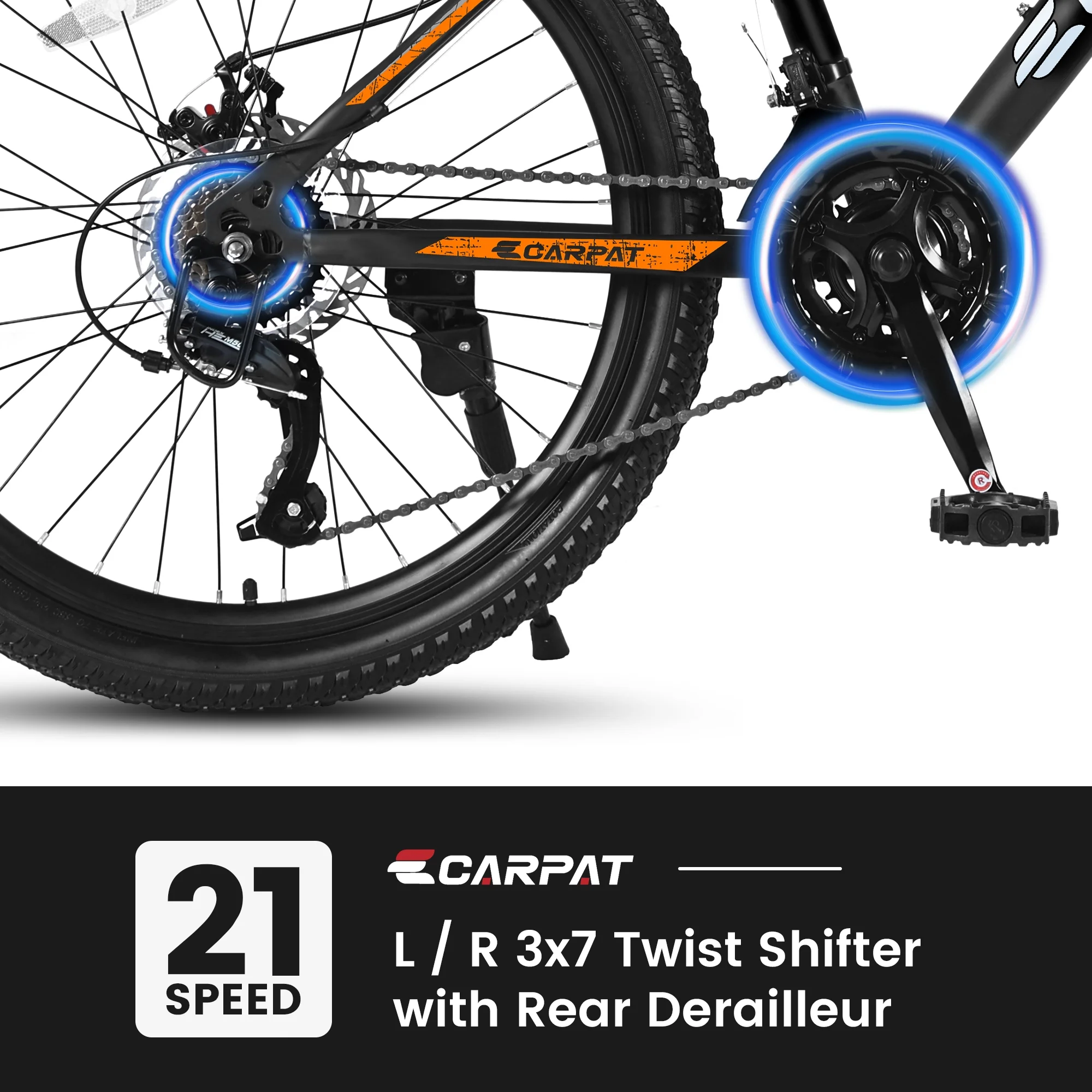 CHAMPIERRE 24 inch Boys Bike, Mountain Bike for Man and Woman, Shimano 21 Speed Bicycle for Boys and Girls,Orange