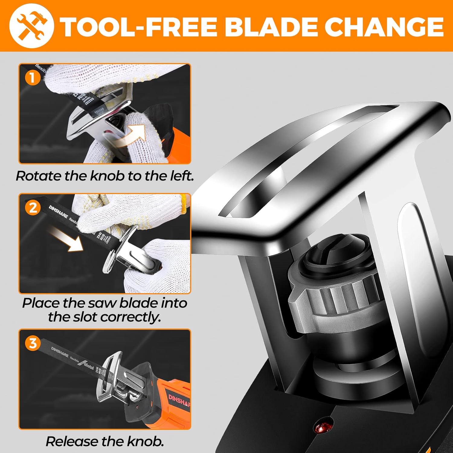 Cordless Reciprocating Saw - 20V 2.0Ah Powerful Reciprocating Saw w/High Efficient Cutting, 45 Mins Fast Charger, 6 Saw Blades, Tool-free Blade Change, Reciprocating Saw for Metal/Wood/PVC Pipe/Tree Pack of 2
