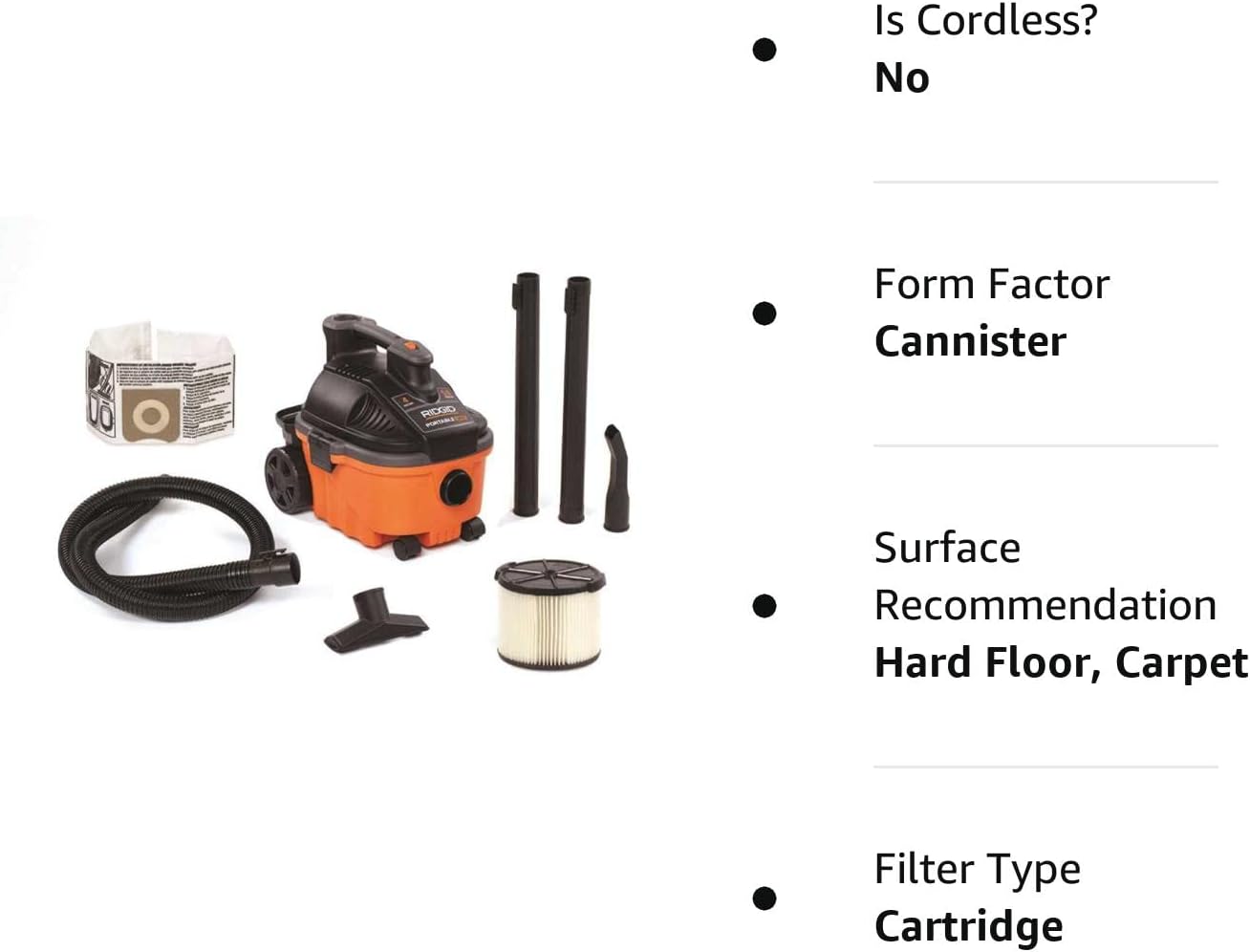 Ridgid WD4070 4 Gallon Portable Vacuum