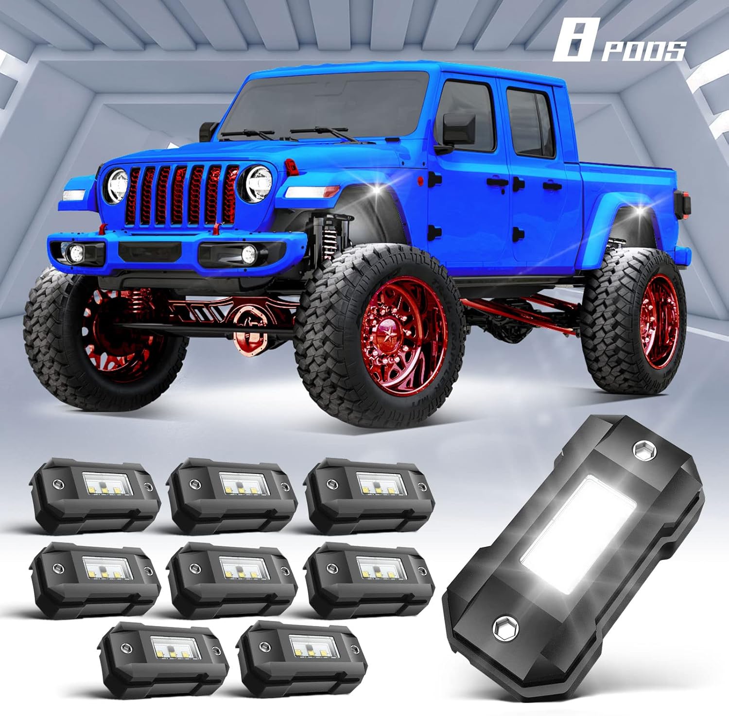 Gottow LED Rock Lights White 30 pods for Car Truck SUV Offroad Boat Trail Rig Lamp Super Bright Pure White Waterproof LED Underglow Light for ATV UTV