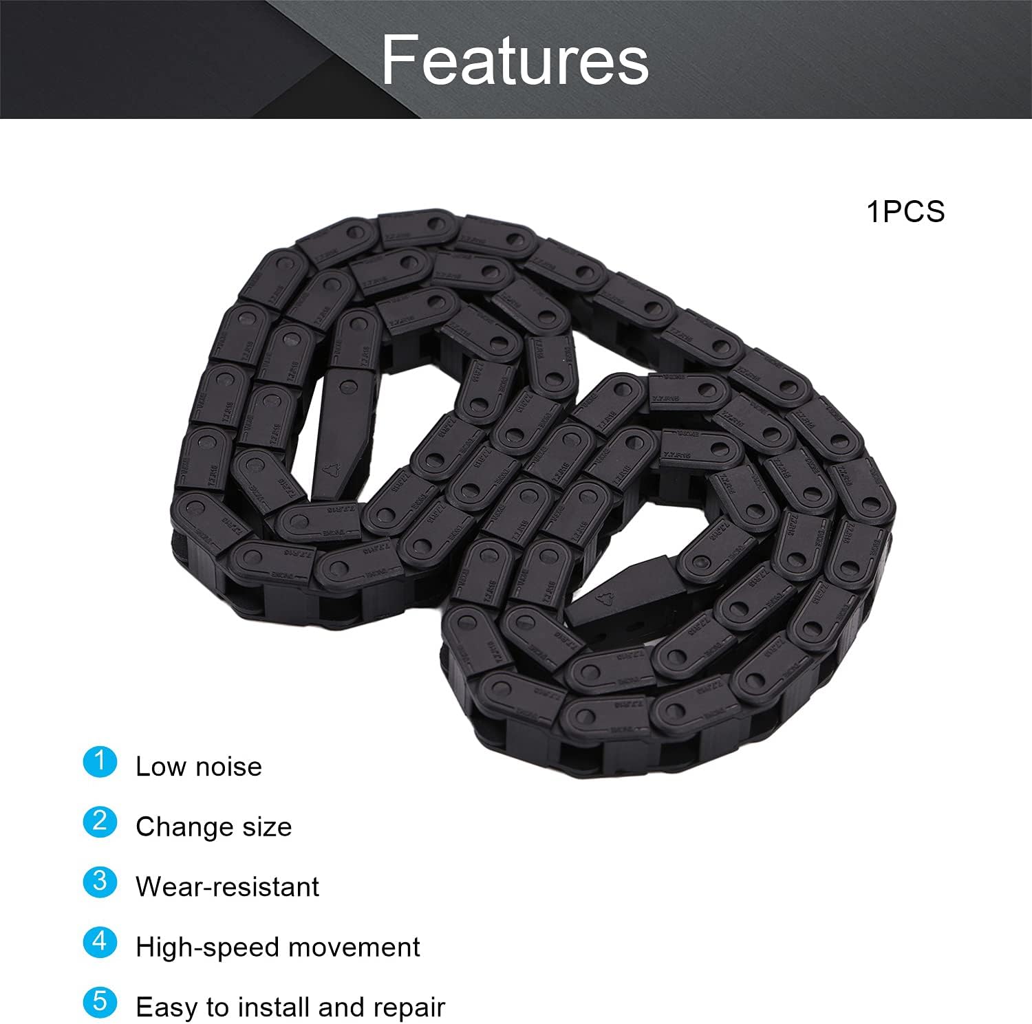 Fielect Drag Chain Cable Carrier Open Type with End Connectors R100 35X100mm 1 Meter Plastic for Electrical CNC Router Machines Black 1Pcs