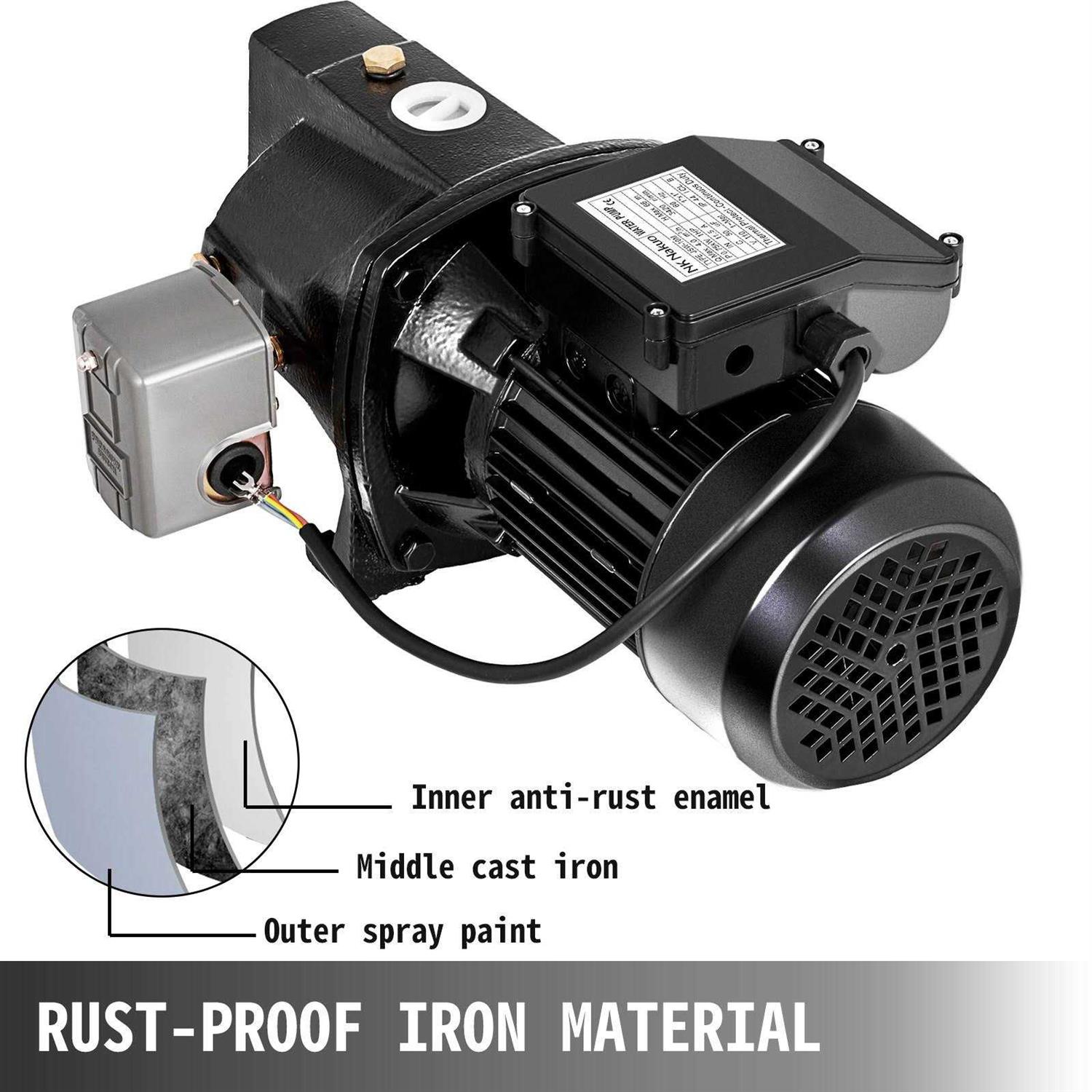 VEVOR Shallow Well Jet Pump with Pressure Switch 1HP Jet Water Pump 216.5 ft Cast Iron Jet Pump to Supply Fresh ell Water to Residential Homes Farms - Shop Hardware Tools Online Store