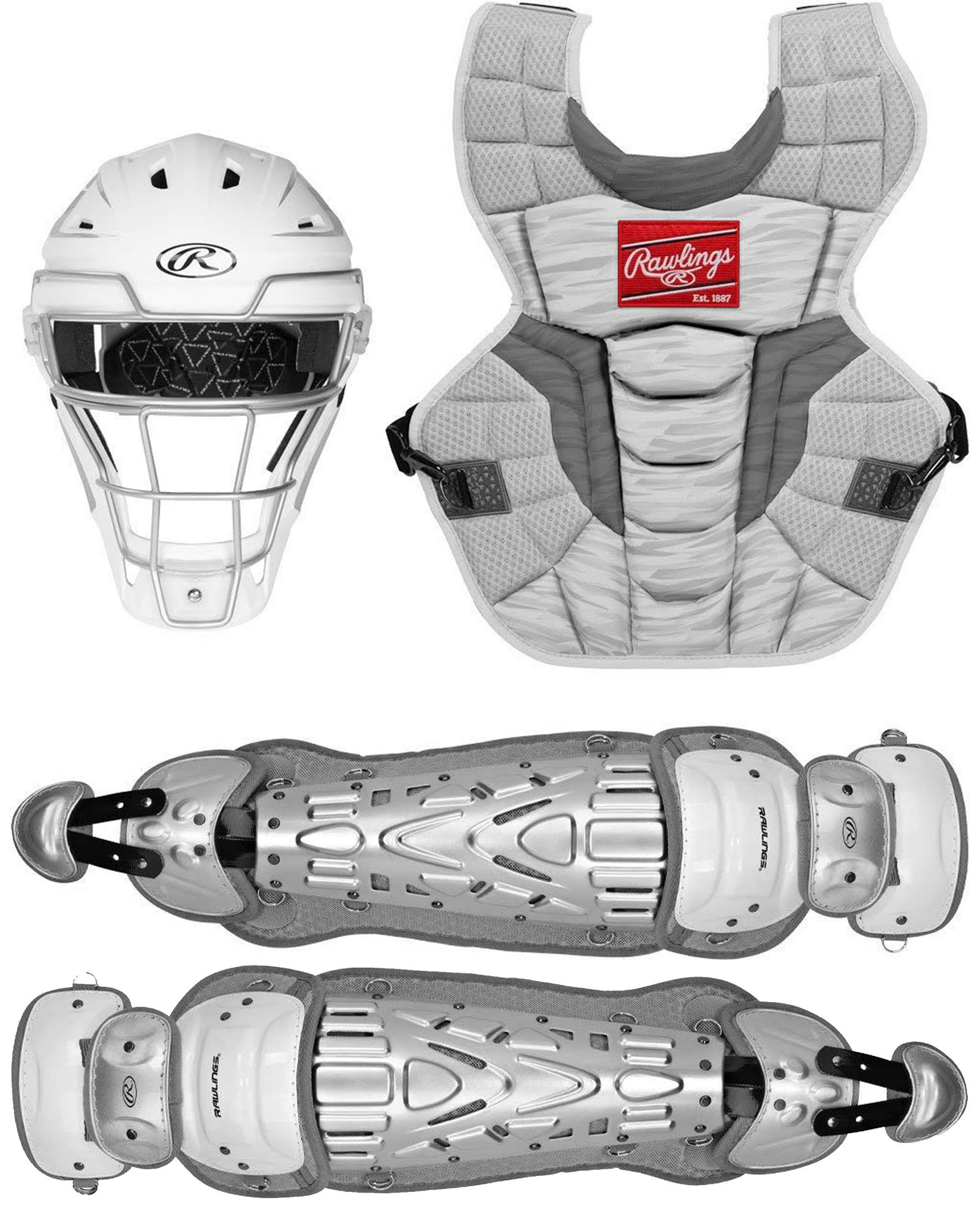Rawlings Youth Velo 2.0 Catcher Set White/Silver