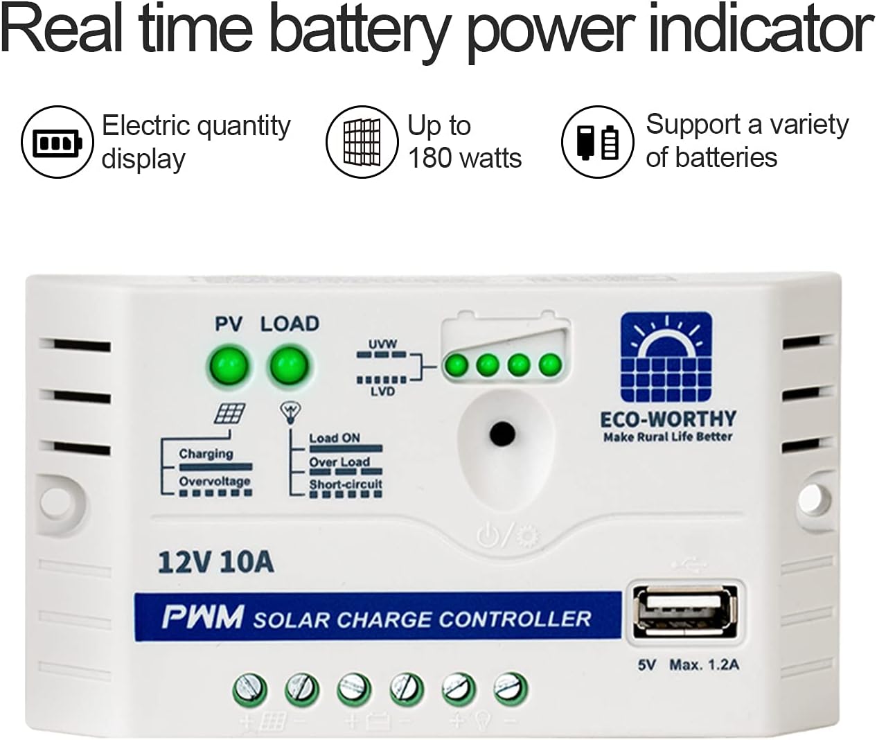 ECO-WORTHY 25 Watts 12V Off Grid Solar Panel SAE Connector Kit: Waterproof 25W Solar Panel + SAE Connection Cable +10A Charge Controller for Car RV Marine Boat 12 Volt Battery
