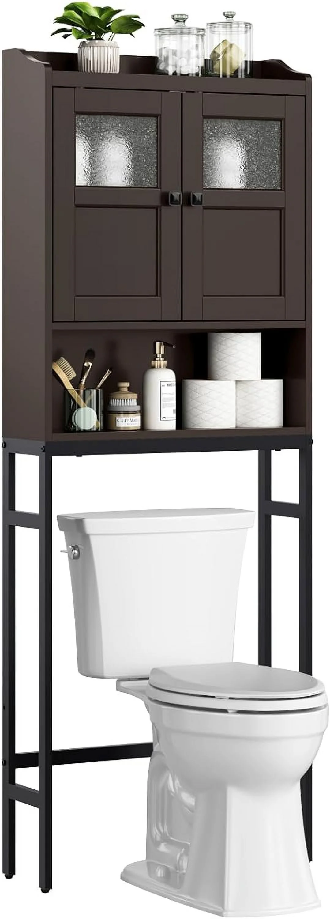 FJU Over The Toilet Cabinet for Bathroom Storage, Over Toilet Storage Cabinet, Above Toilet Storage with 2 Doors and Adjustable Shelf Space Saver Cabinet Over Toilet Bathroom Organizer ()