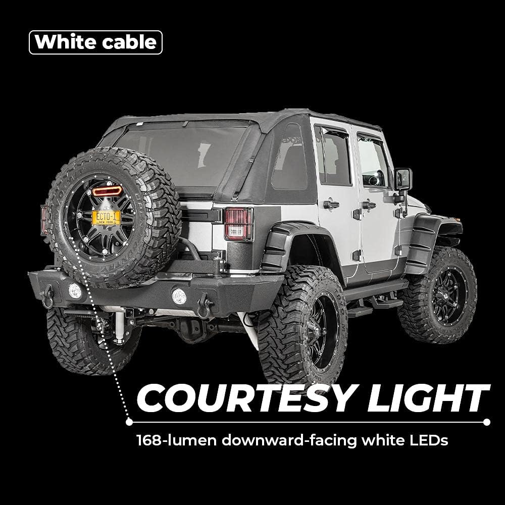 UTV Chase LED Tail Light, kemimoto Chase Brake Light Bar with 5 Modes(Strobe, Courtesy, Reverse, Running, & Brake) Compatible with Polaris RZR Ranger Can Am Maverick X3-1.75'' to 2 Roll Bar Pack of 2