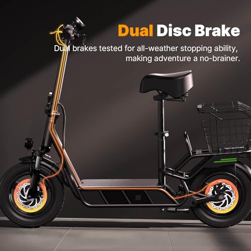 isinwheel Electric Scooter Adults, 21/38 MPH Top Speed & 28/43 Miles Range, 14/16'' Fat Tire Scooter for Adult with Turn Signals & Mood Lights, APP, 1200W Powerful Motor Electric Scooter with Seat