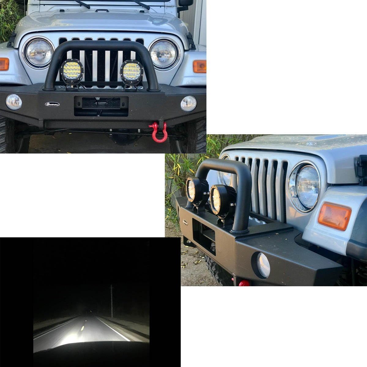 1Pair 5 Inch Round Led Driving Light 80W 8000LM Front Bumper Grille Guards Spotlights for Offroad Jeep Wrangler JK TJ YJ Ford Toyota Pickup 4WD 4X4 ATV SUV Boat Truck Bulldozer Excavator Forklift