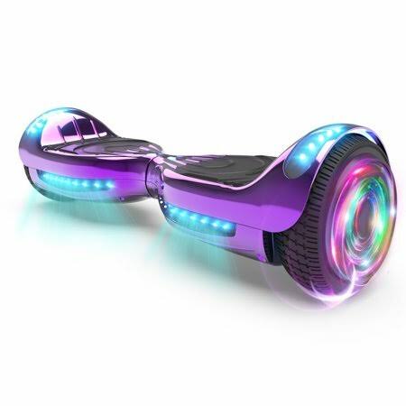 Flash Wheel Hoverboard 6.5& Bluetooth Speaker with LED Light Self Balancing Wheel Electric Scooter - Chrome Purple