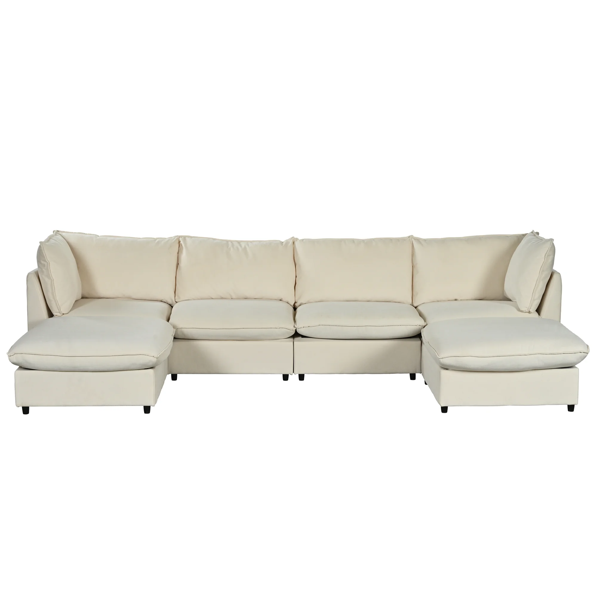 U_STYLE Modern Large U-Shape Sectional Sofa, 2 Large Chaise with Removable Ottomans for Living Room