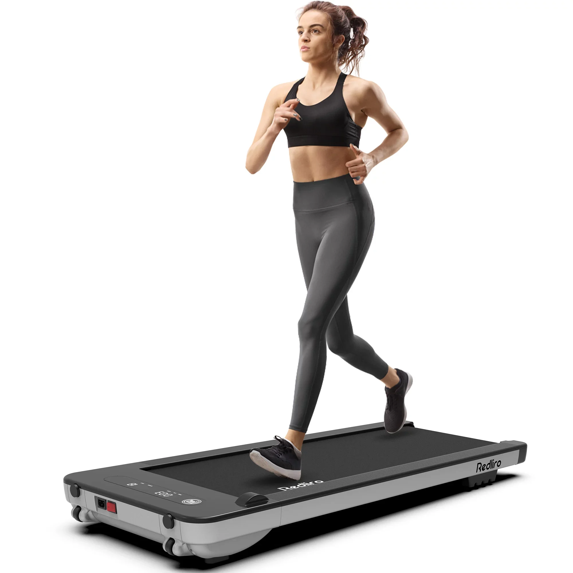 Redliro Under Desk Treadmill Walk Pad 2.25HP 300LBS Anti-Slip Belt Compact for Home Office, Silver