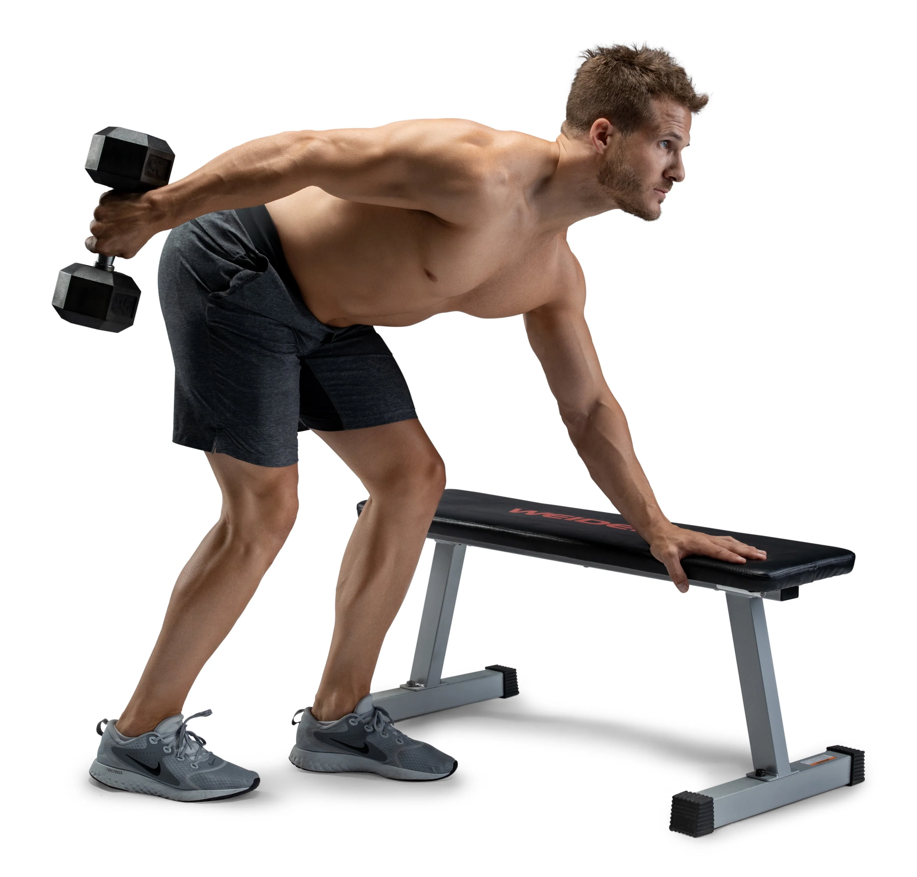 Weider, 25lb Rubber Hex Dumbbell, Single