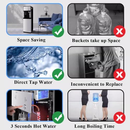 Freestanding Water Dispenser, Floor-Standing Hot Cold Room Temperature Water Cooler for Home Office Family Business Hydration, Tea Coffee Drink Chillers Water Fountains, Easy to Set Up