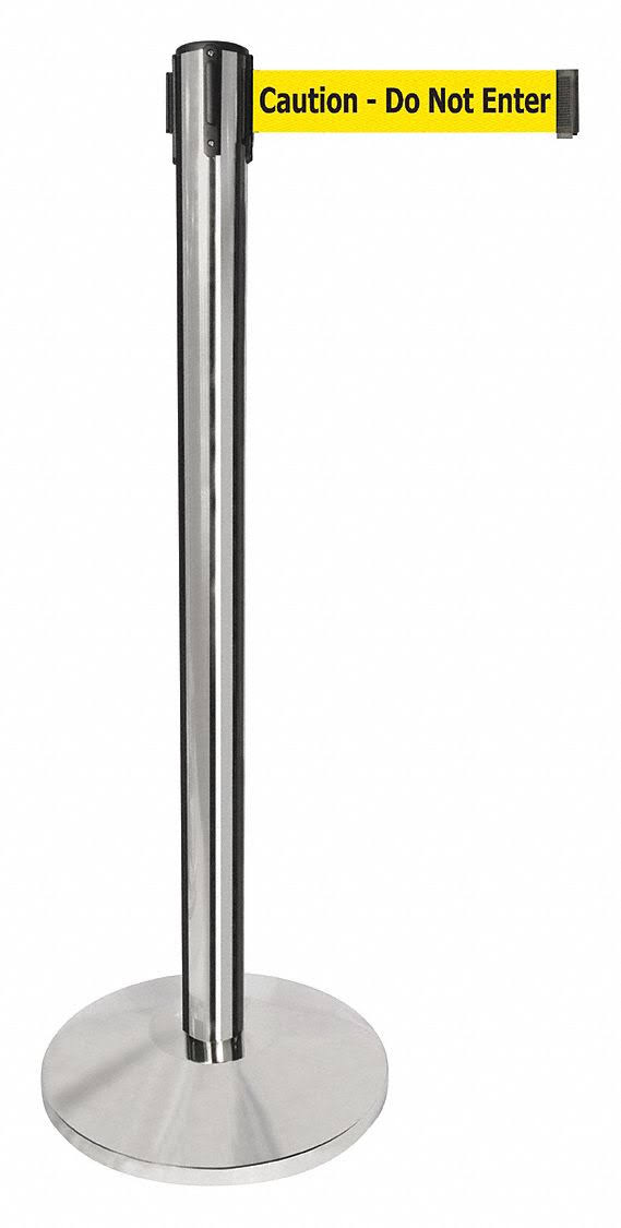 Queueway - QPLUS-1P-YA - Barrier Post, CAUTION - Do Not Enter MSG