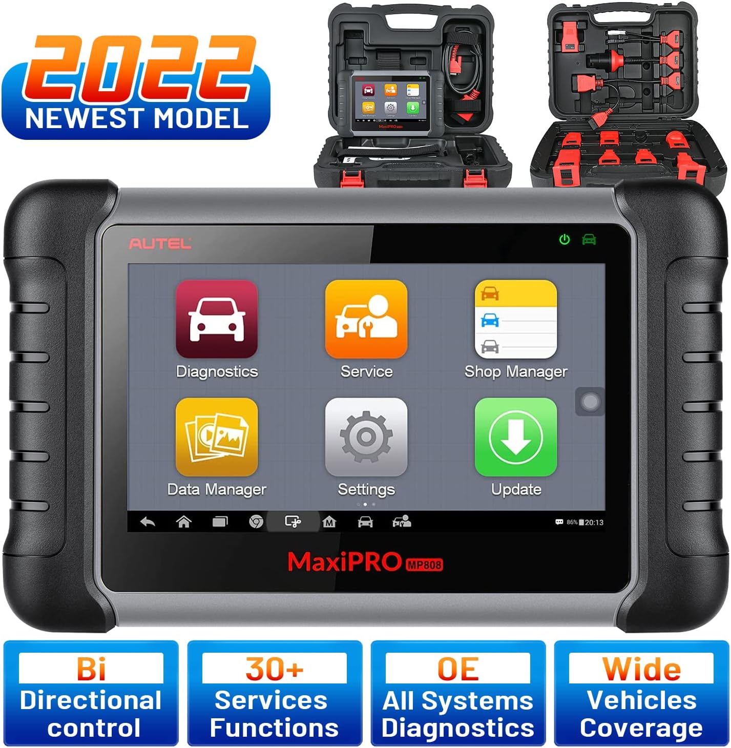 Autel MaxiPro MP808K Diagnostic Scan Tool - 2022 Newest OE-Level Same Function as MS906/DS808K,Bi-Directional Control, 30+ Services, Injector Coding, Oil Reset, EPB, BMS, SAS, DPF, ABS Bleed