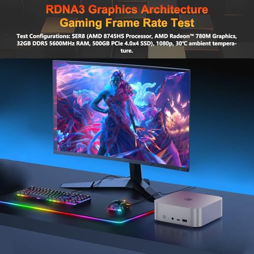 Beelink SER5 MAX Mini PC, AMD Ryzen 7 6800U (8C/16T, up to 4.7GHz), 32GB LPDDR5 500GB M.2 NVMe SSD, Mini Desktop Computer 4K@60Hz Triple Output/DP/HDMI/Type-C/WiFi 6/BT5.2/Gaming/Home
