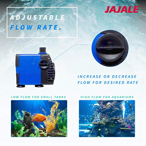 JAJALE Submersible Water Pump Ultra Quiet For Pond,Aquarium,Fish Tank,Fountain,Hydroponics