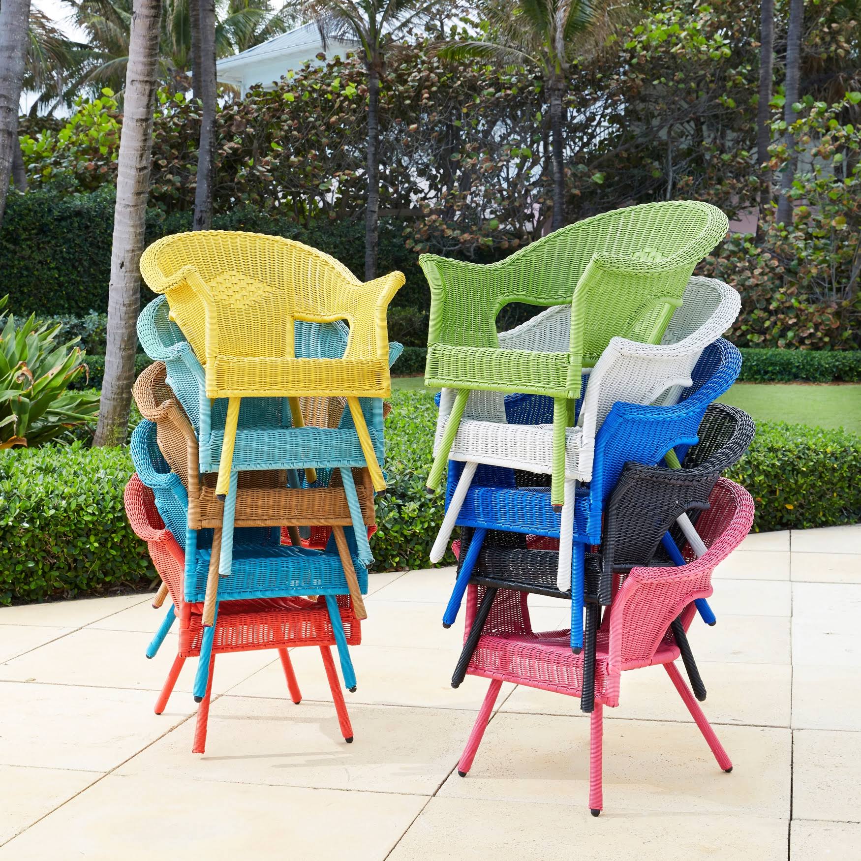 Roma All-Weather Wicker Stacking Chair by BrylaneHome in Coral