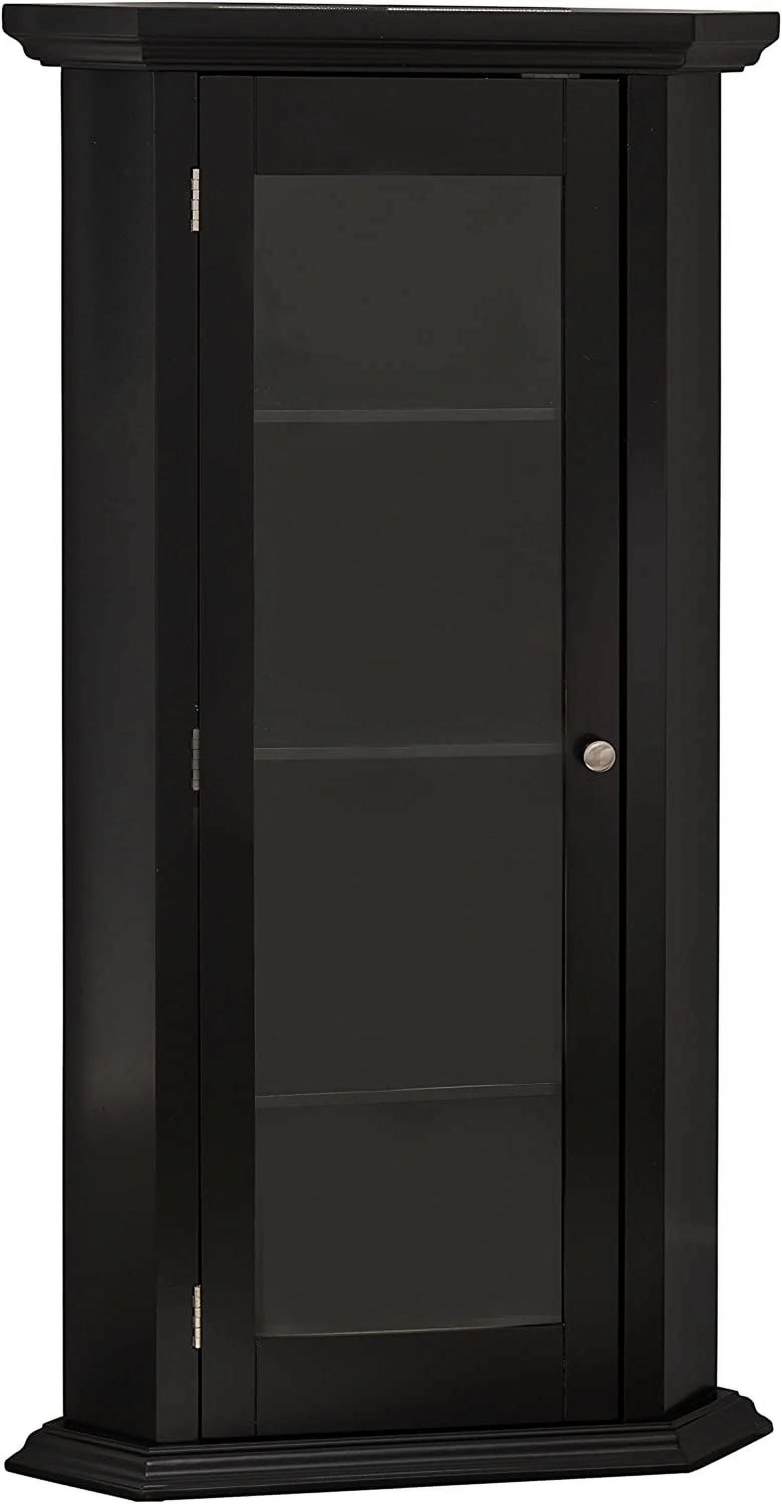 FJU - Corner Accent Display Wood Curio Cabinet, Black