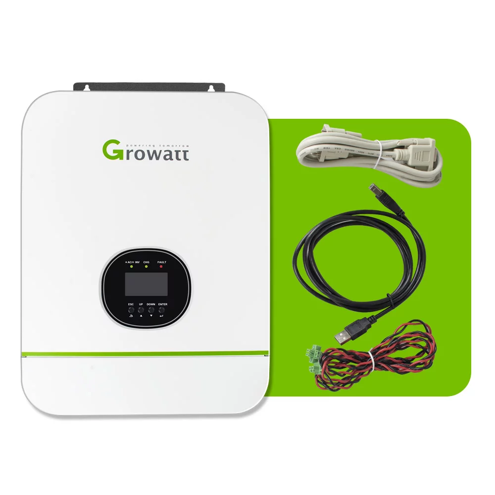3000W Growatt Solar Inverter Split Phase DC 48V 120VAC Pure Sine Wave Built in MPPT 80A Solar Battery Charger Controller