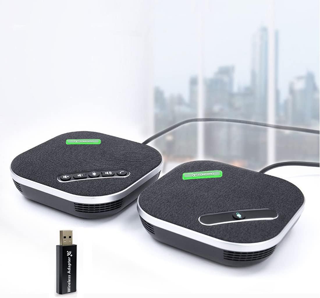 TONGVEO USB Speakerphone Conference Microphone,M3 Conference Speaker Built-in Full Duplex 360°Voice Pickup 4 AI Microphones Noise Cancellation Mics for Video Conference,Gaming,Chatting,Skype…