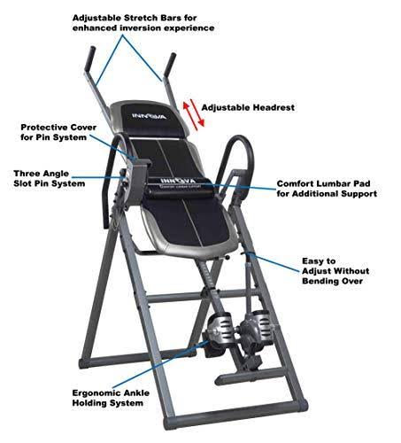 Innova Itx1200 Inversion Table with Adjustable Stretch Bars for Optimal Slope Inversion and Full Body Stretch