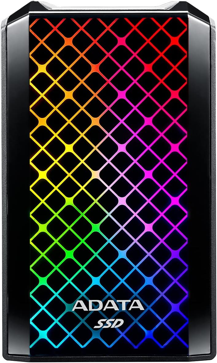 ADATA RGB SE900 1TB USB3.2 Gen2x2 Type-C Super Fast Transfer up to 2000MB/s Gaming and Personal External SSD (ASE900G-1TU32G2-CBK)
