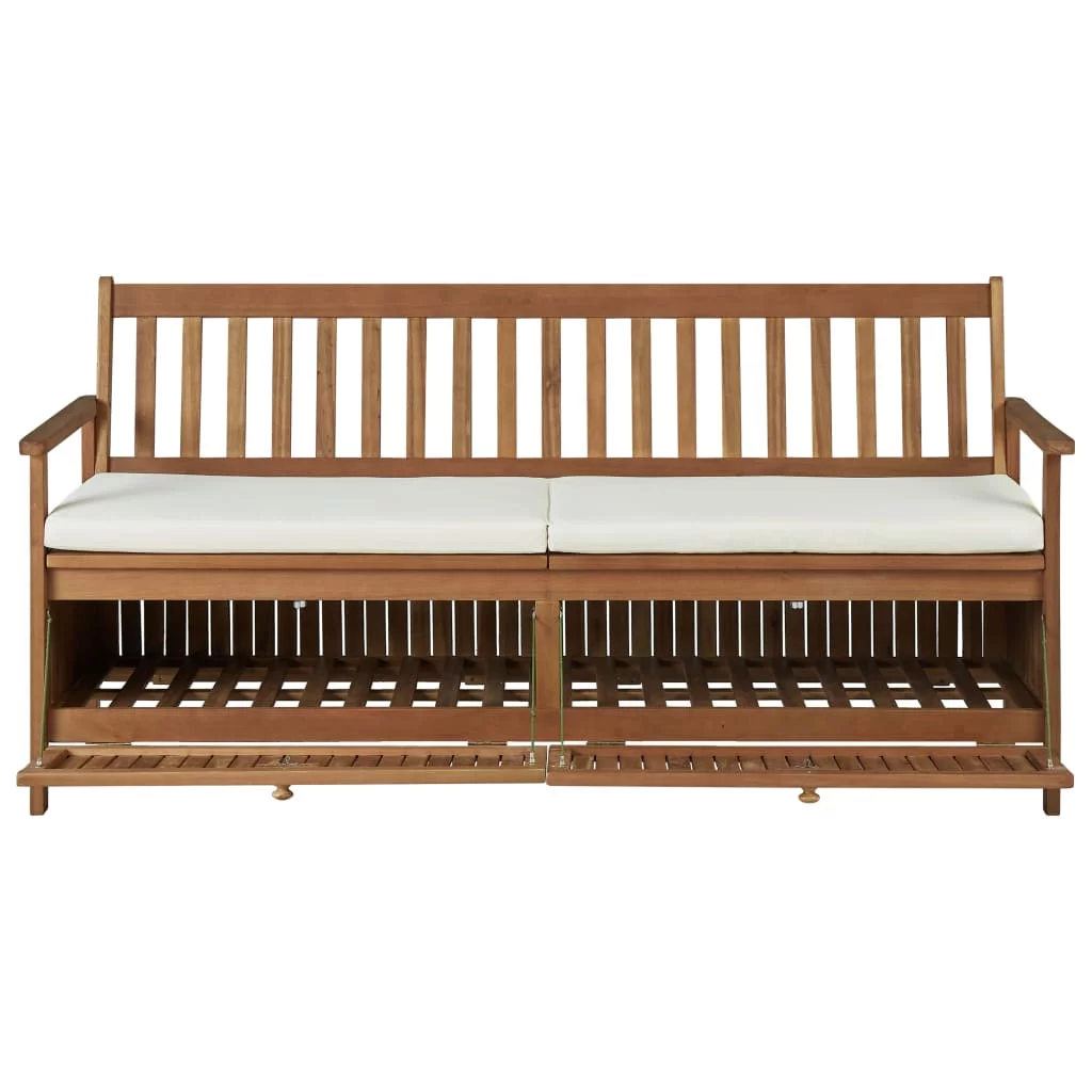 Storage Bench with Cushion 66.9" Solid Acacia Wood