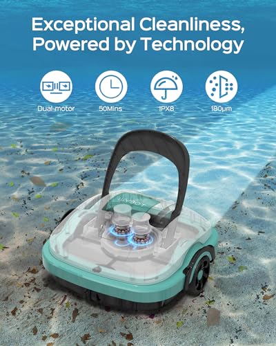 WYBOT Cordless Robotic Pool Cleaner, Automatic Pool Vacuum, Powerful Suction, Dual-Motor, for Above/In Ground Flat Pool