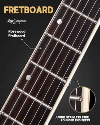 Leo Jaymz Electric Guitar Monsoon Series,Reverse Headstock,Mahogany Body,Roasted Maple Neck,Rosewood Fretboard,Locking Tuners,Rounded End Frets,AlnicoV Pickups,Fixed Bridge (Blue Flame)