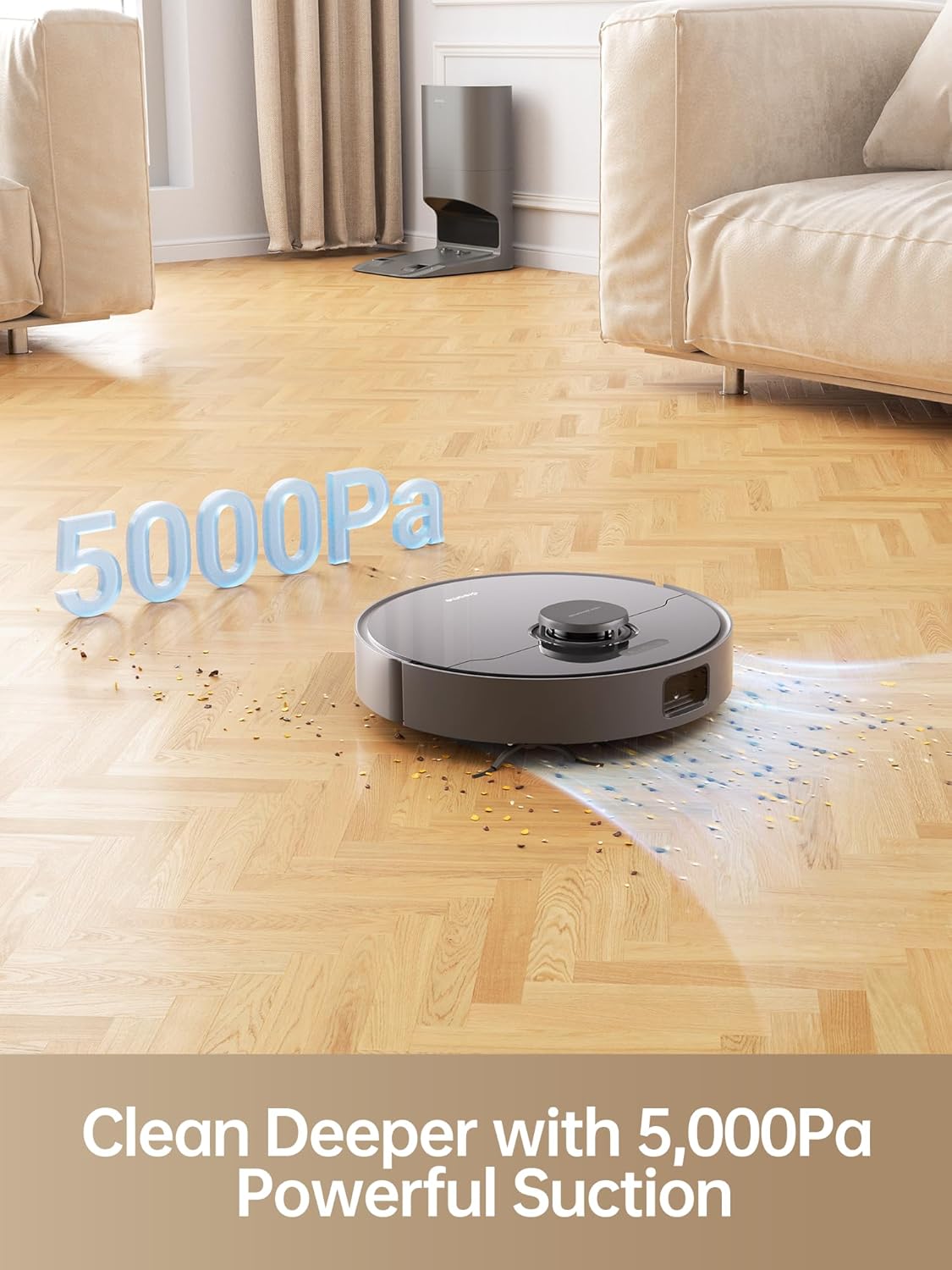Dreametech D10s Plus Robot Vacuum and Mop Combo, Self-Emptying for up to 65 Days, 5,000Pa Suction Power, Advanced AI and LiDAR Navigation, 280-min Runtime, Compatible with Alexa, Ideal for Pet Hair