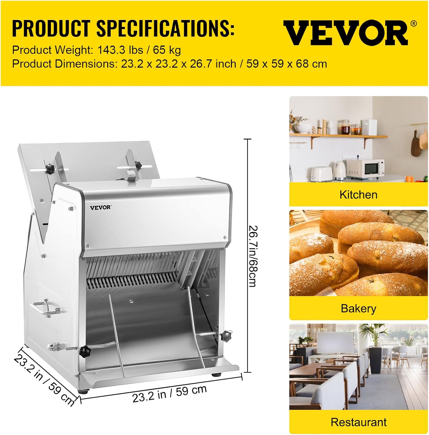 VEVOR Commercial Toast Bread Slicer, 12mm Thickness Electric Bread Cutting Machine, 31PCS Commercial Bakery Bread Slicer, 110V Toast Cutter Cutting Machine, Bread Cutter for Bread Sheet Cutter Cutting