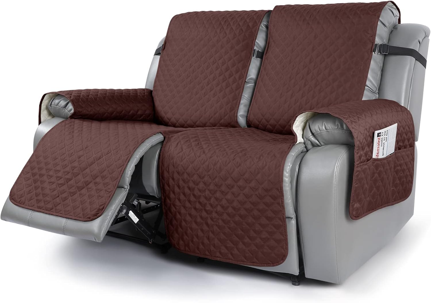 KinCam Recliner Sofa Cover, Pet Sofa Cover for 2 Seat Reclining Couch, Motion Recliner Couch Cover Furniture Protector with Elastic Straps (2 Seater, Dark Gray)