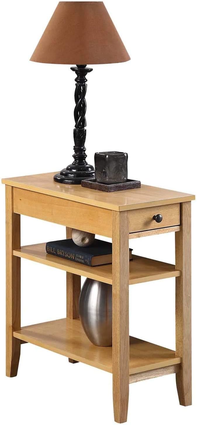 Convenience Concepts American Heritage Three Tier End Table With Drawer, Natural