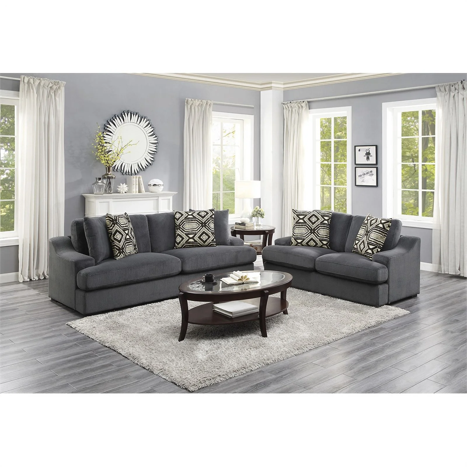 Lexicon Orofino Microfiber Upholstered Loveseat in Dark Gray